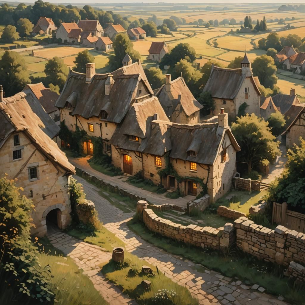 Medieval Village at Golden Hour