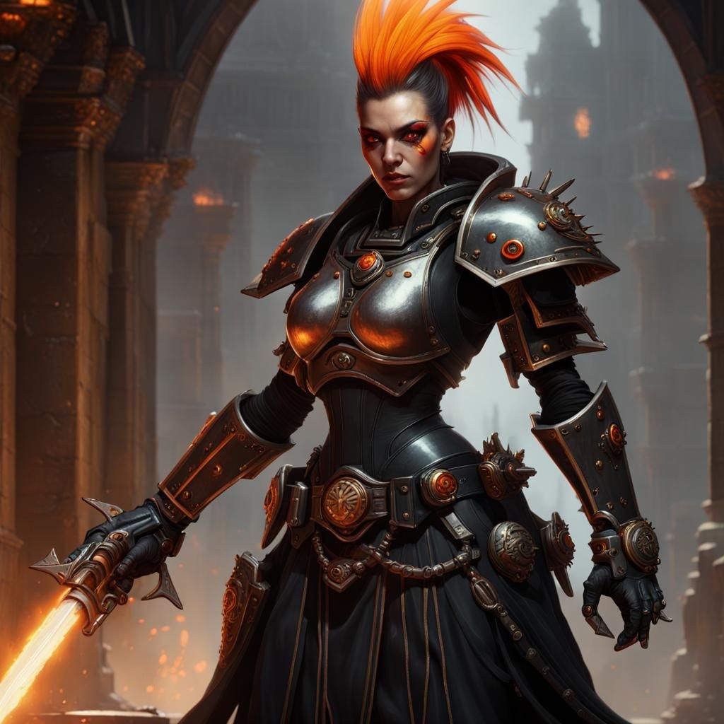 Female Psyker with Dueling Saber, Dark Fantasy Art