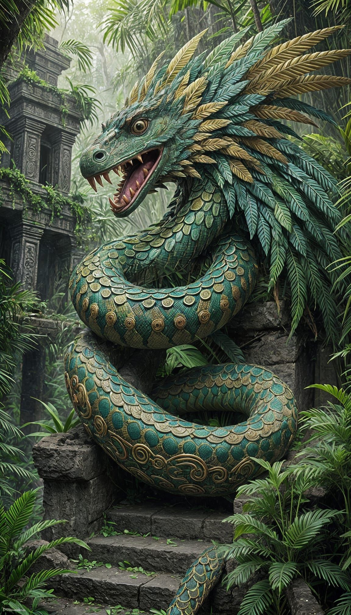 Quetzalcoatl in Amazon Jungle Fantasy Masterpiece