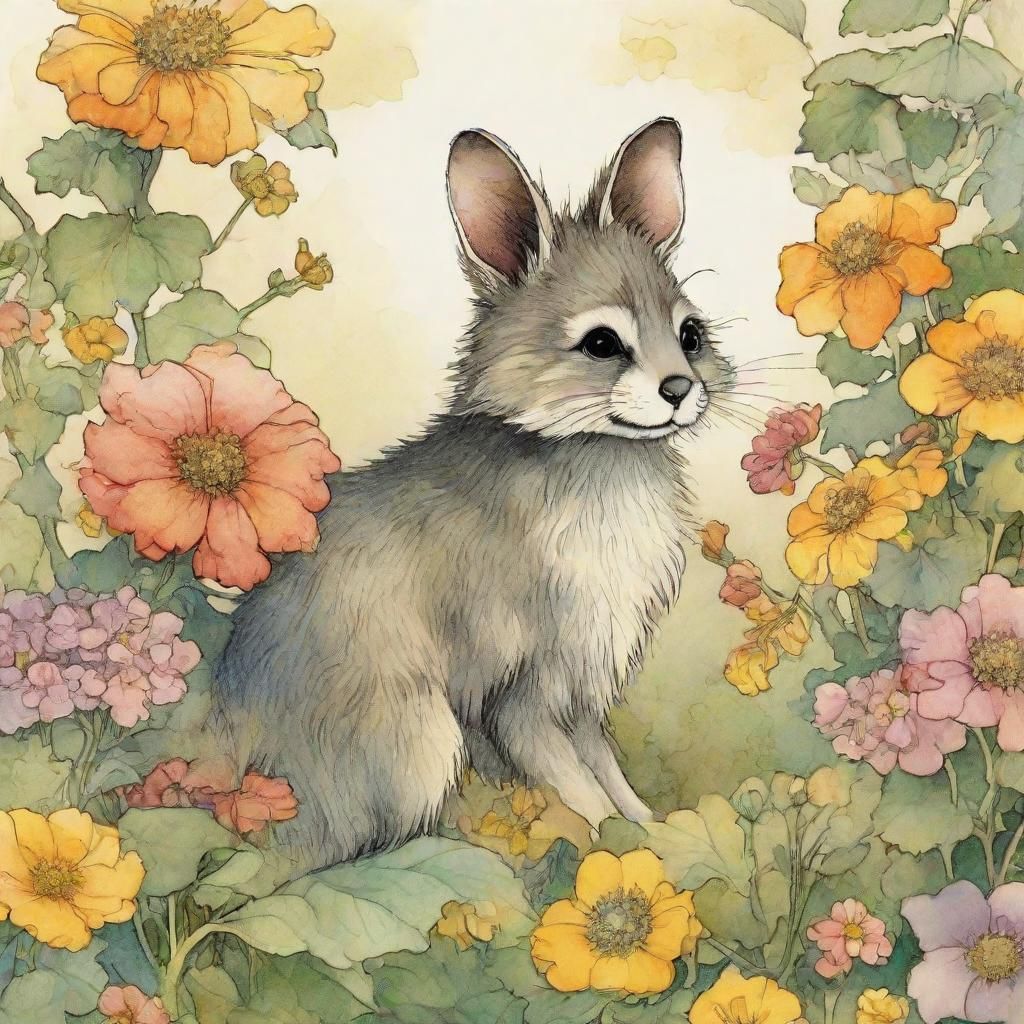 Raccoon in Flowers: Watercolour Storybook Illustration