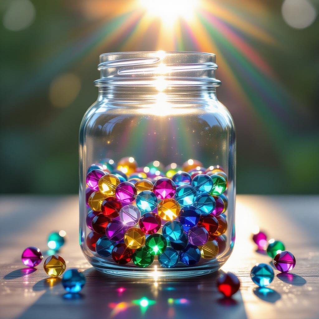 Sparkling Rainbow Beads in Glass Jar