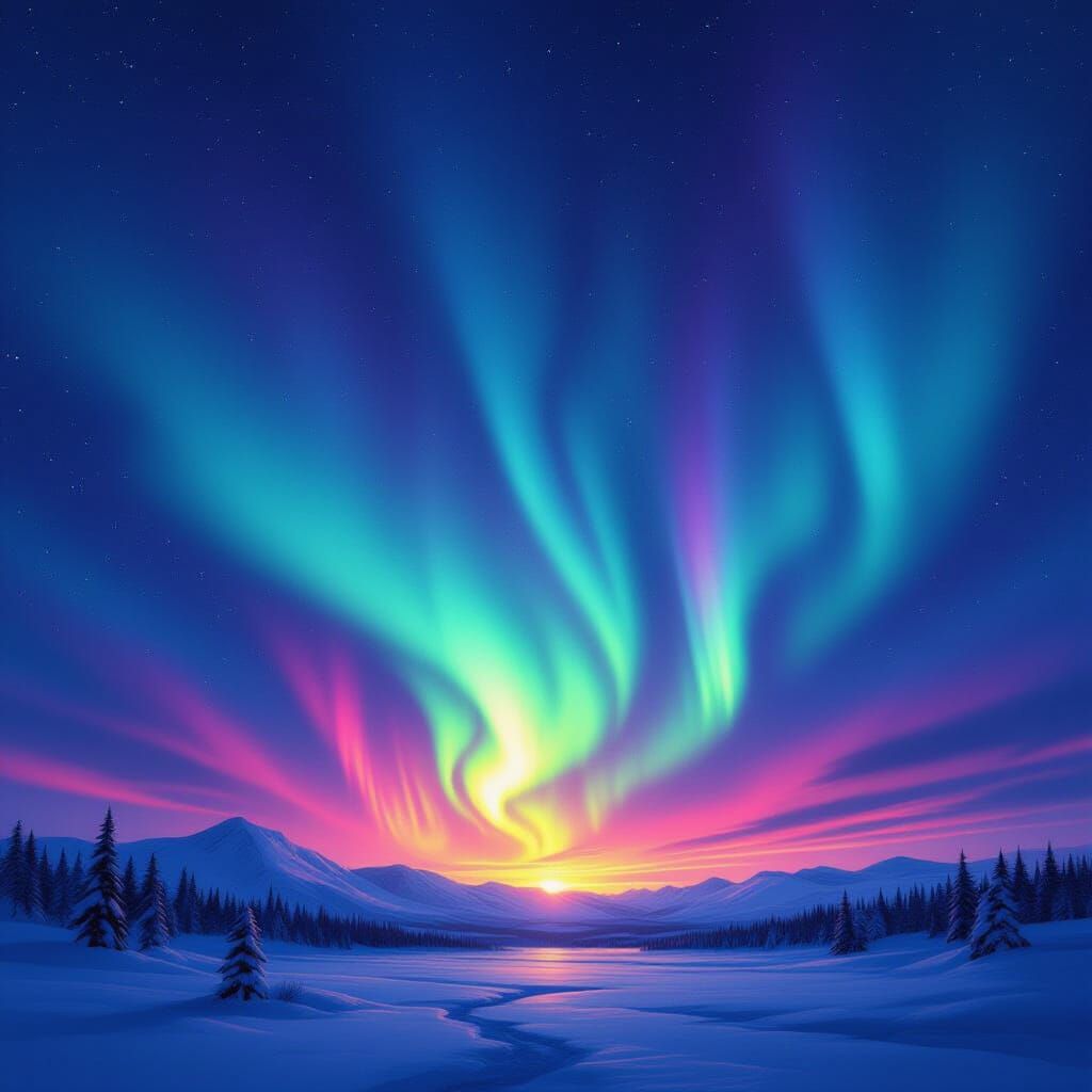 Hyperrealistic Aurora Borealis With Vibrant Colors