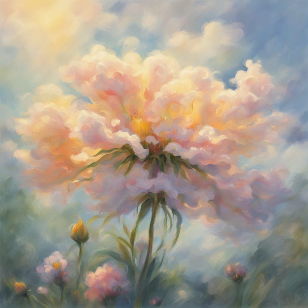 Impressionist Lion's Mouth Flowers in the Clouds