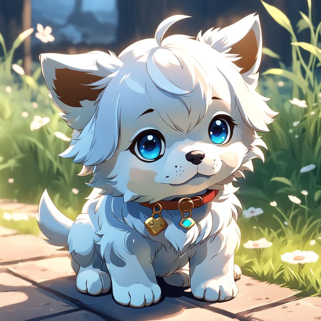 Cute Puppy in 3D Anime Art Style