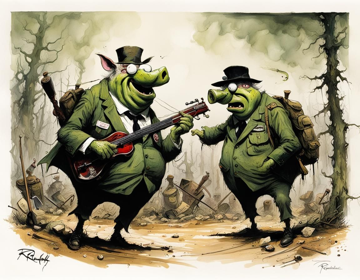 Angry Pickle Pig People (Tribute to Ralph Steadman)