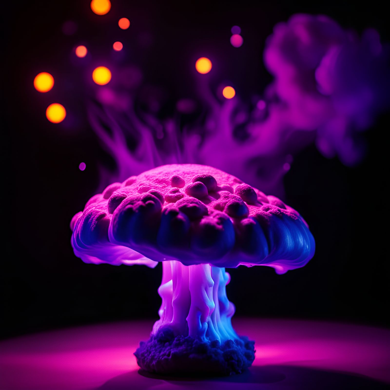 Blacklight Mushroom Cloud: High-Resolution Photography