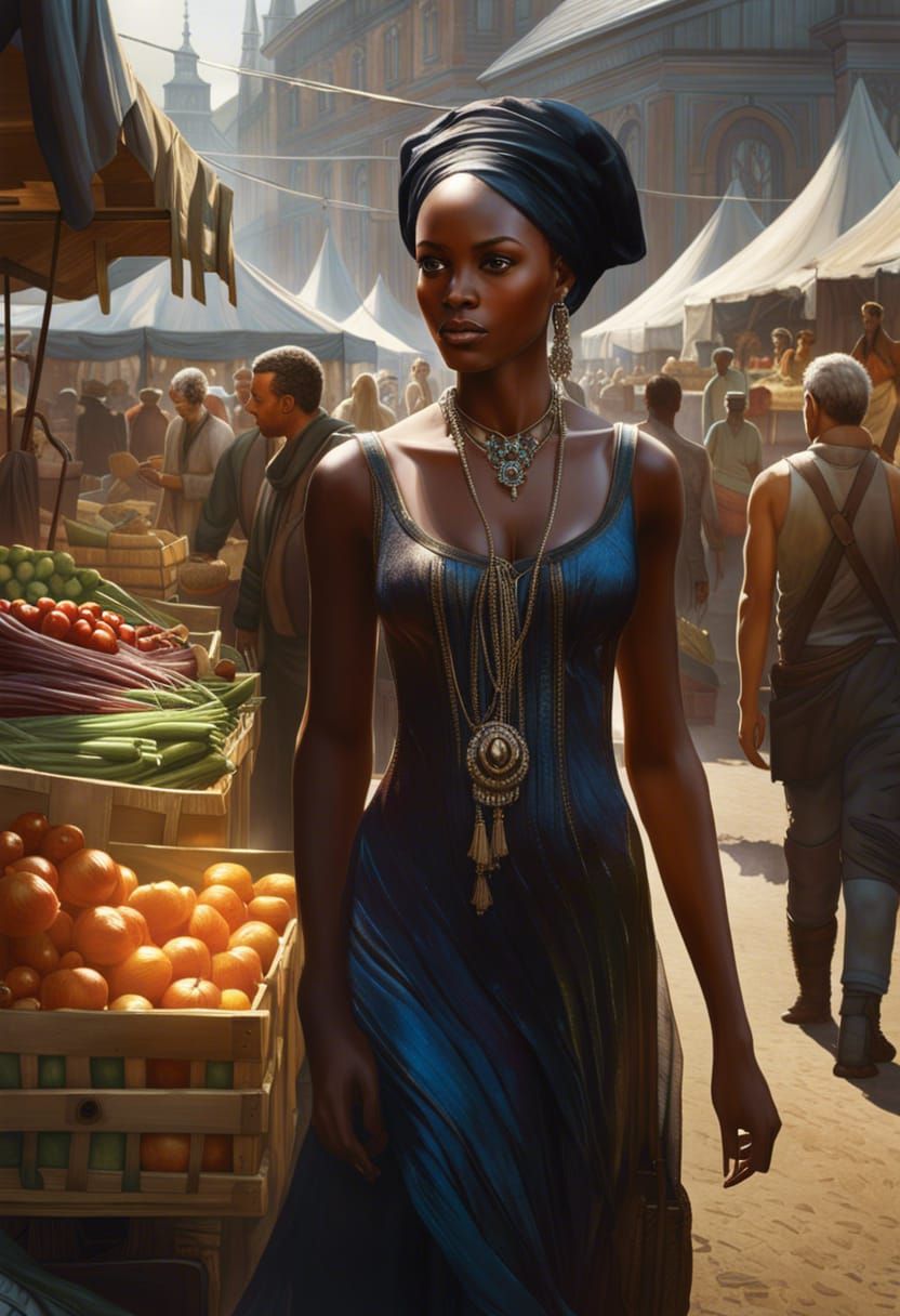 Ethereal Beauty in a German Market, Digital Art