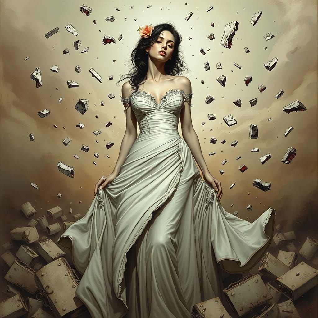 Surreal Divorce Scene in Dreamlike Style