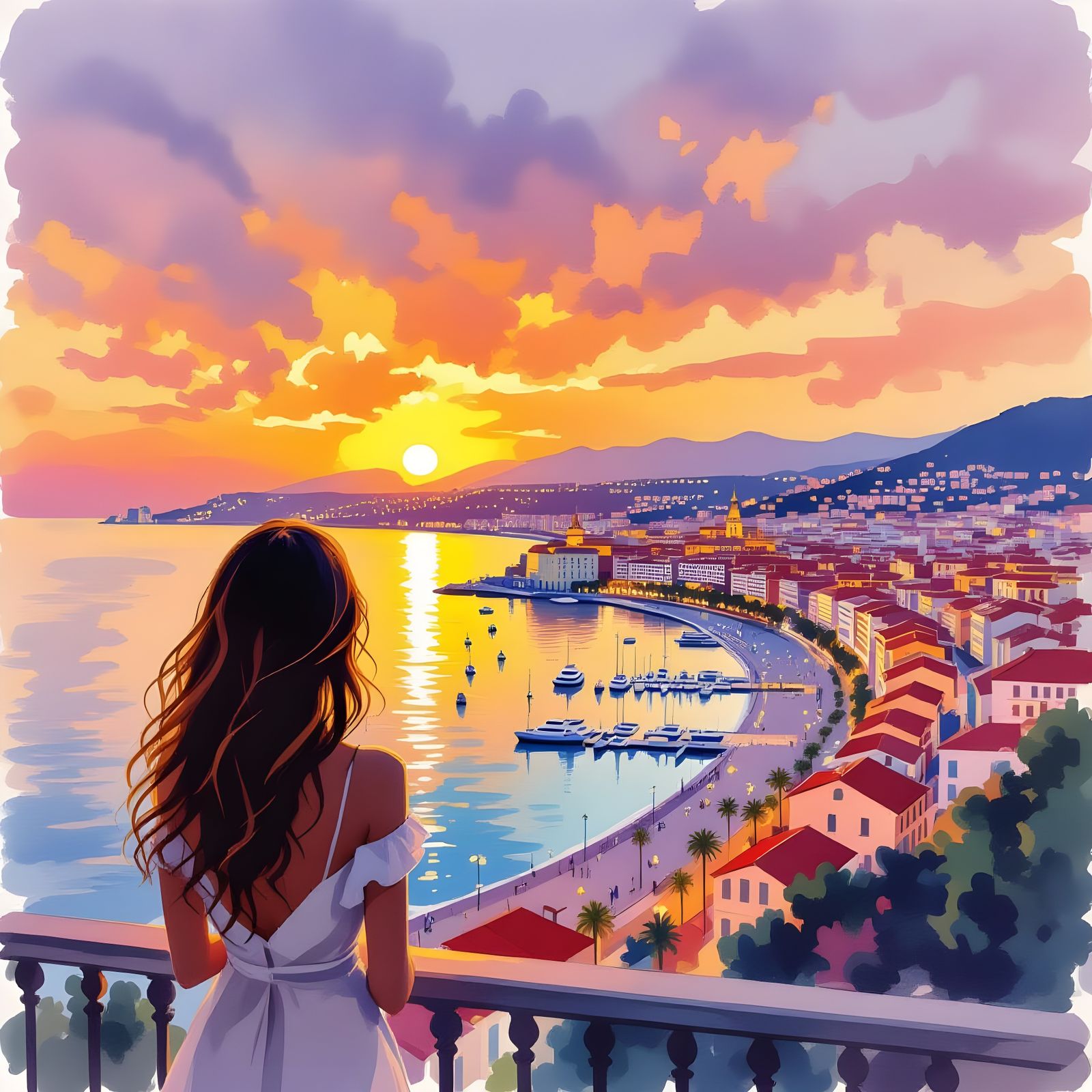 Woman Gazing at Nice Cityscape