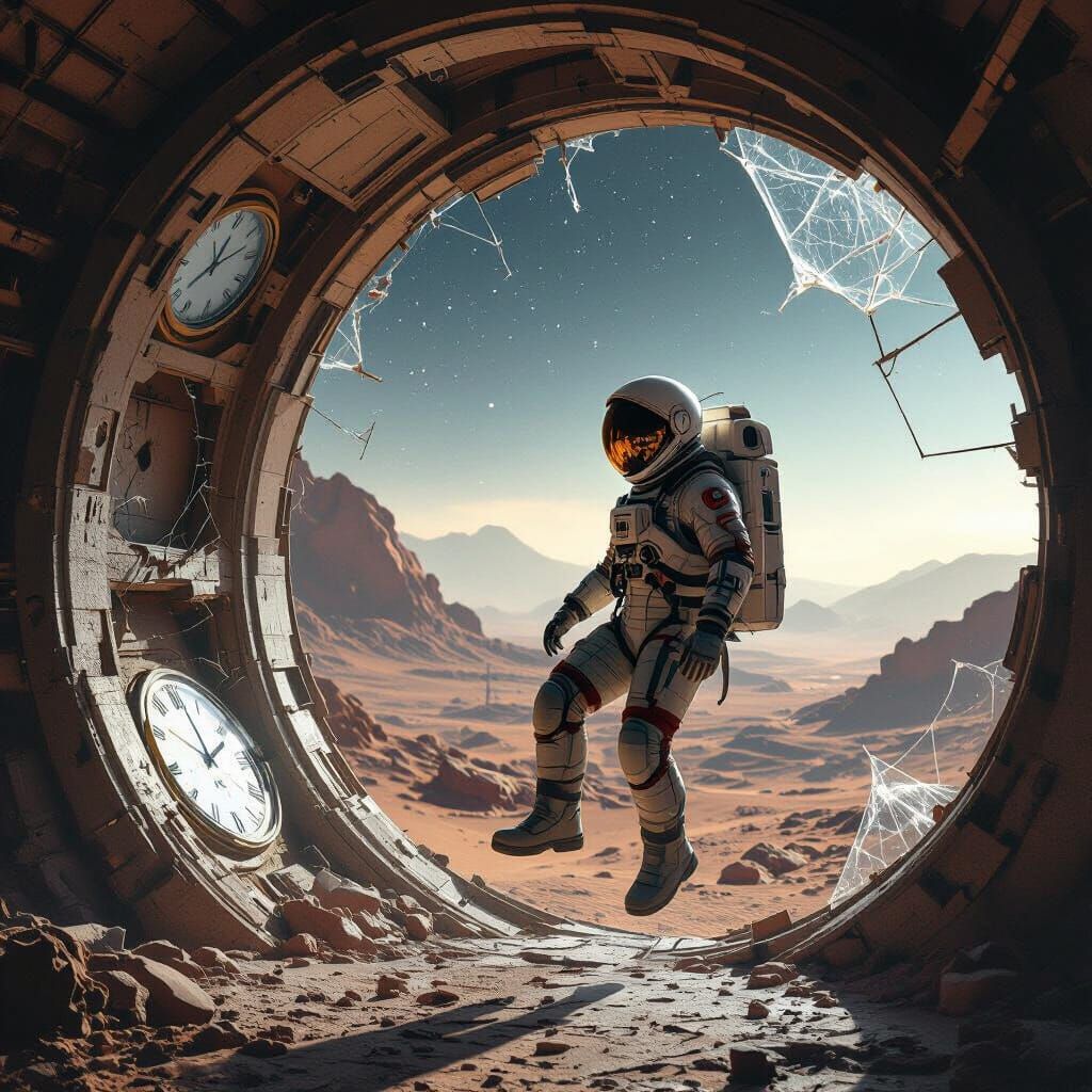 Lone Astronaut in Abandoned Mars Colony