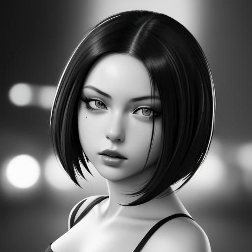 Gorgeous Asian Model in Black and White Portrait