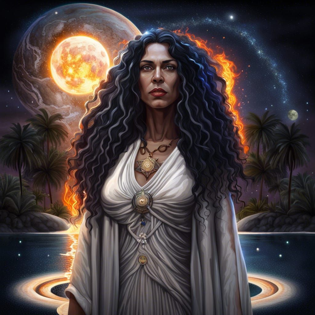 Tropical Paradise with Gas Giants in Fantasy Art