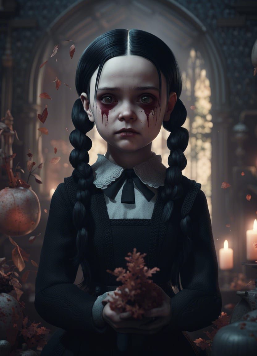 Wednesday Addams: Gothic, Creepy RTX Enhanced CGI Render