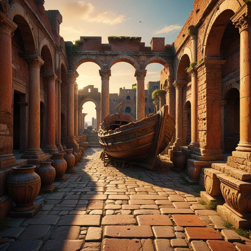 Ancient Roman Ship Docks at Ostia: Digital Matte Painting