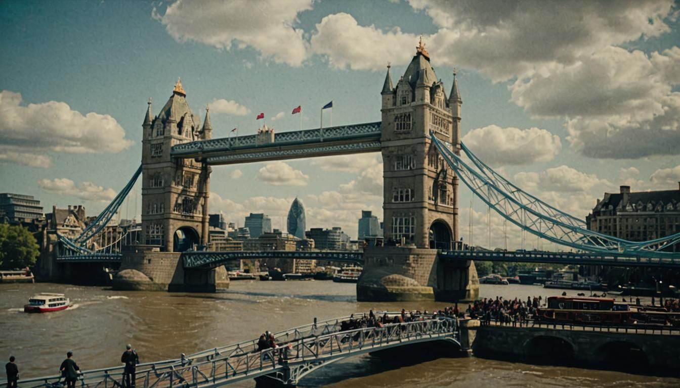 Tower Bridge, London, 19th Century Cinematic Still
