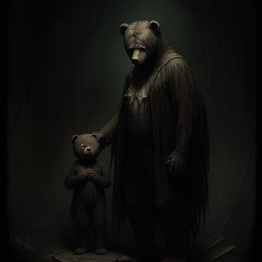 Haunted Teddy Bear in Gothic Horror Style