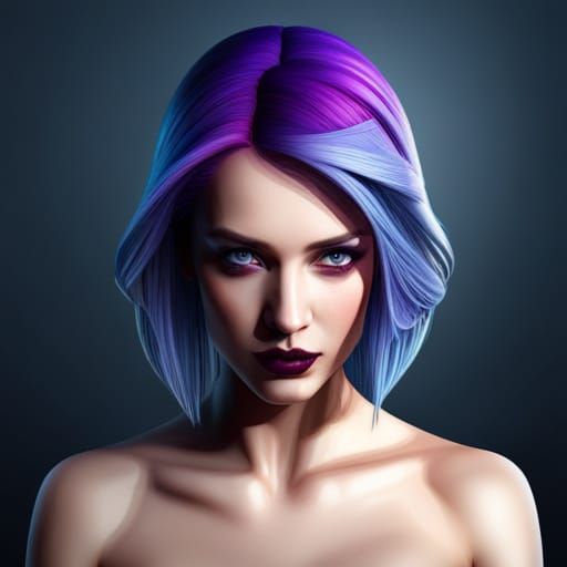 Purple-Haired Woman in Gothic Film Noir Style