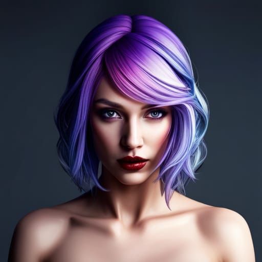 Purple-Haired Woman in Gothic Film Noir Style