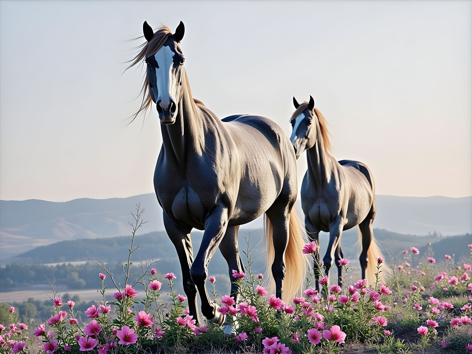Horse with Flowers: Detailed Matte Painting