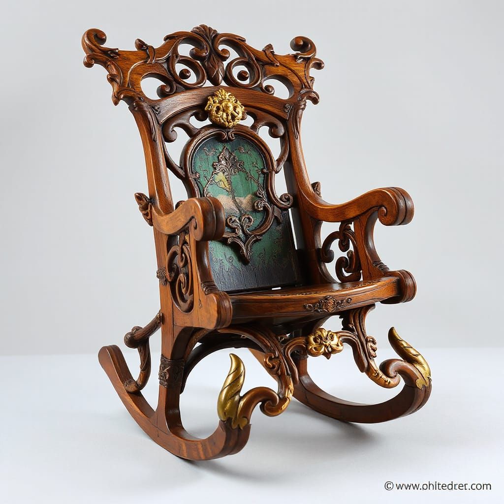 Elven Rocking Chair with Gold and Copper Inlays