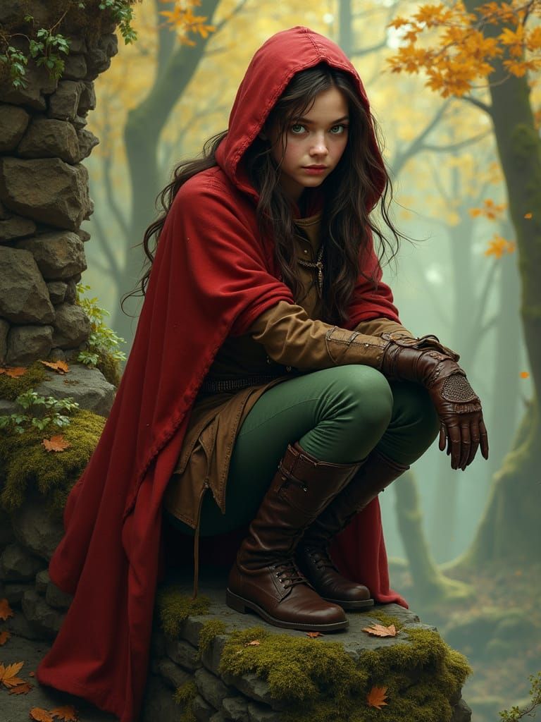 Enchanted Forest Huntress in Whimsical Realism