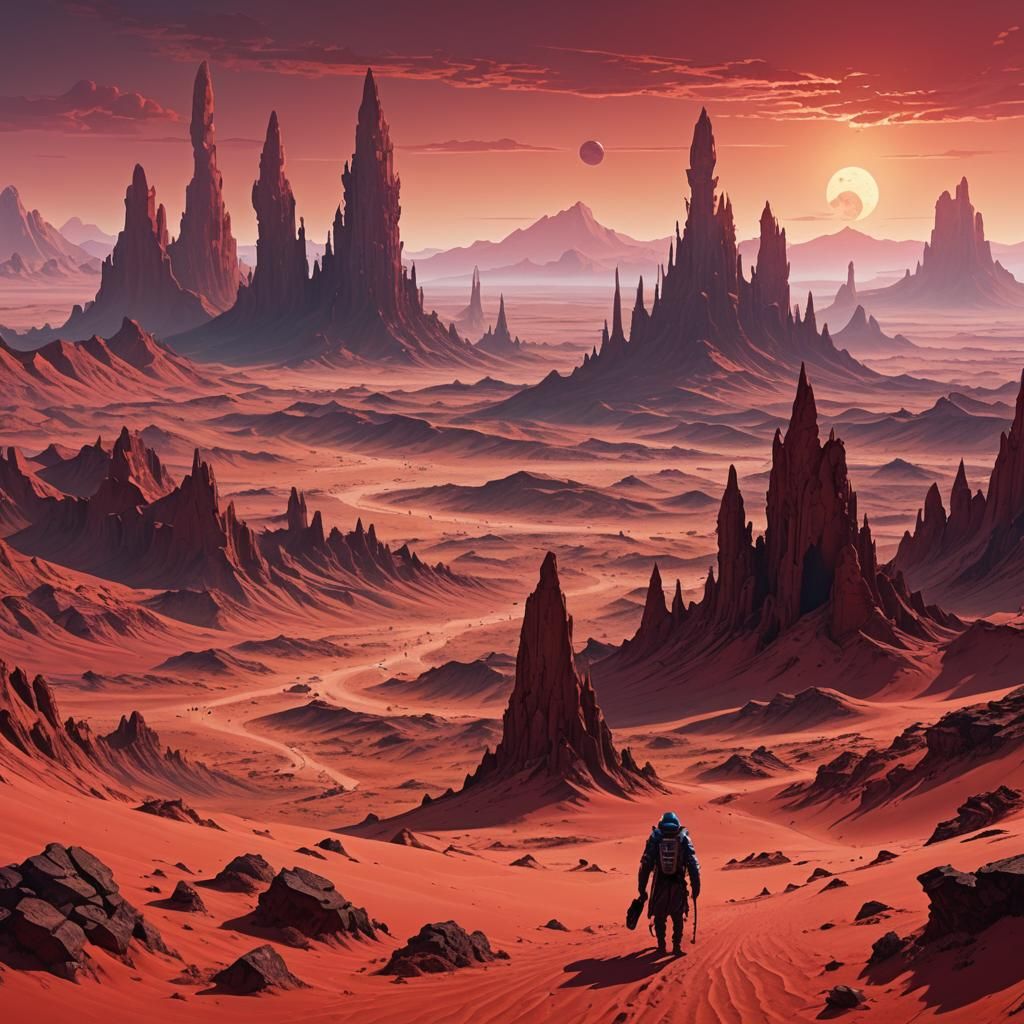 Sci-Fi Baroque Desert Planet in 8K