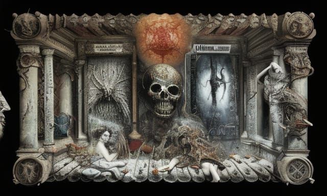 Intricate Mixed Media Assemblage in Hyperdetailed 8k