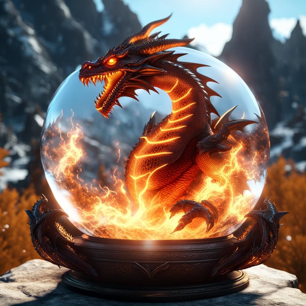 Dragon Breathing Fire Over Skyrim Landscape