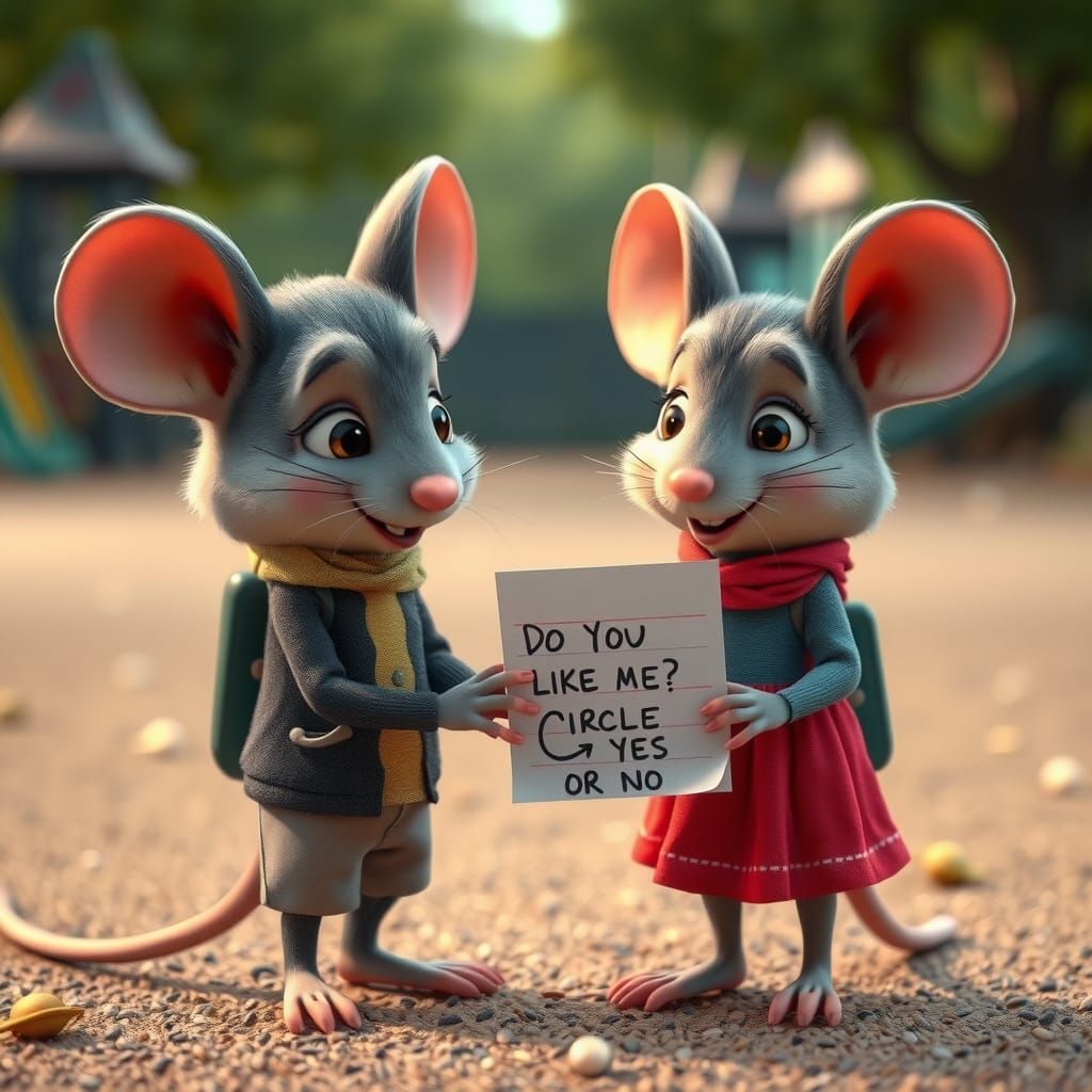 Shy Mouse Asks Girl a Question, CGI Animation