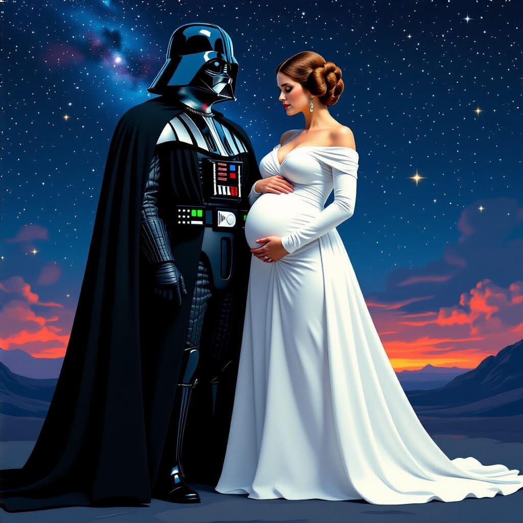 Leia and Vader: Sci-Fi Pregnancy Announcement