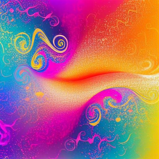 Colorful Abstract Swirl on White Canvas