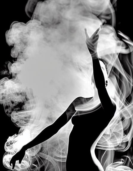 Smoke Art Double Exposure of Dancing Woman