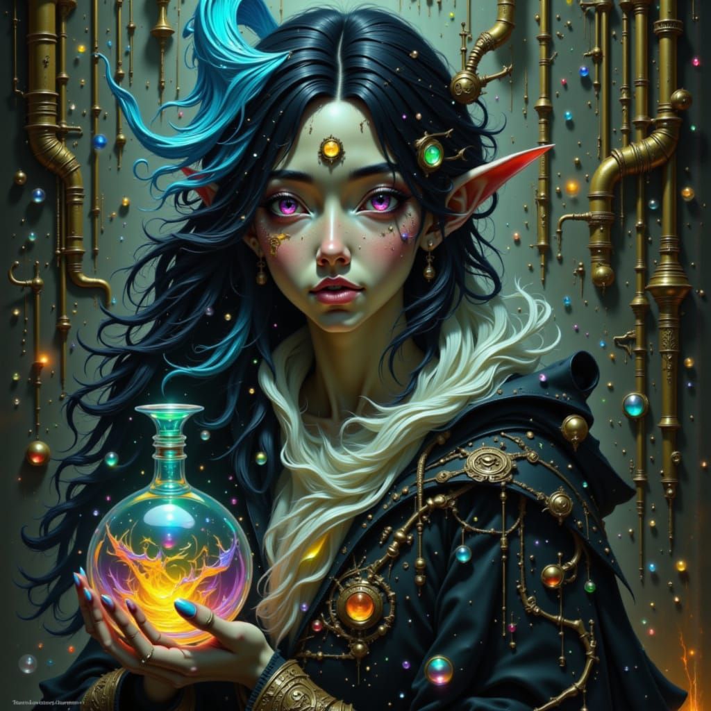 Aether-Blooded Elf Portrait in 19th Century Oil Style