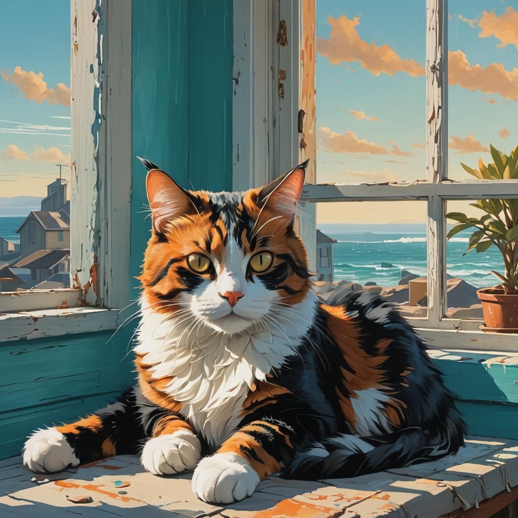 Calico getting some sunshine