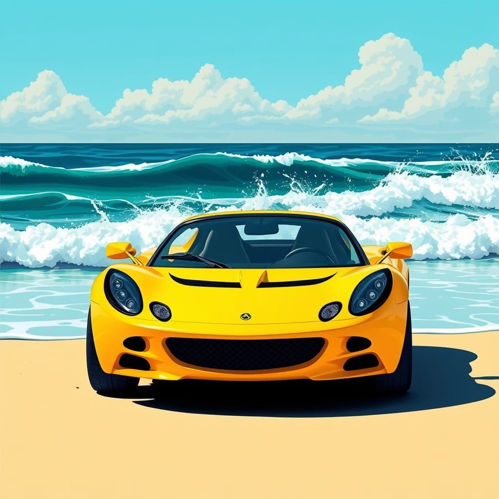 Vibrant Beachfront Lotus in Bright Yellow