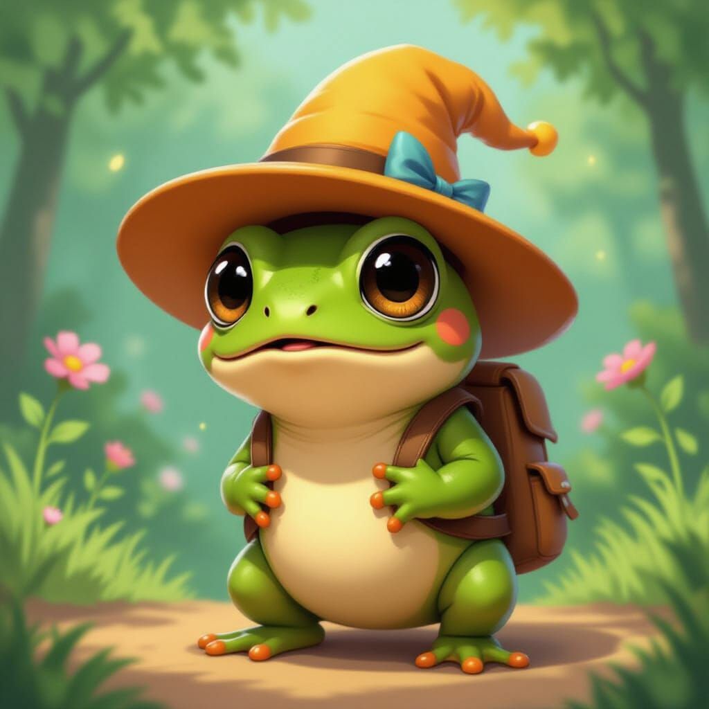 Surprised Frog in Whimsical Animated Style