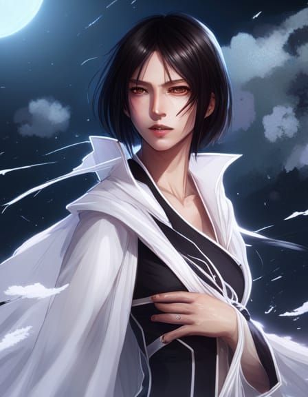 Rukia Kuchiki Lightning Portrait, Hyperdetailed Digital Art