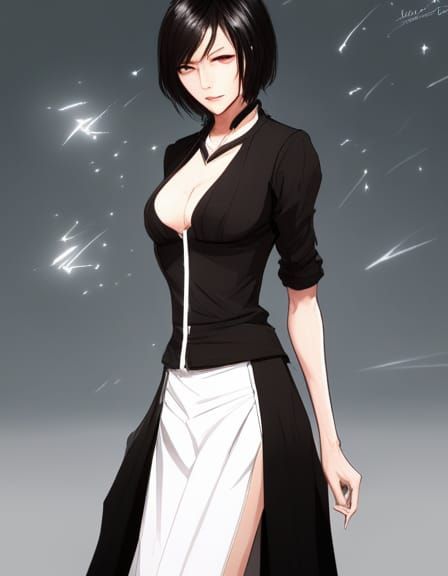 Lightning-Clad Character Portrait with Moon Backdrop