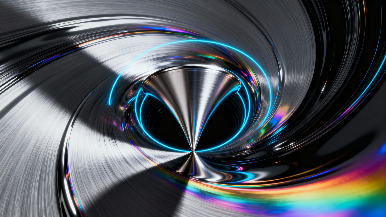 Iridescent Ferrofluid Vortex Spinning Into Infinity