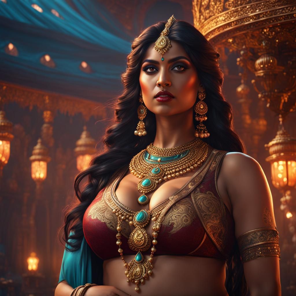 Glamorous Indian Woman: Detailed Matte Painting