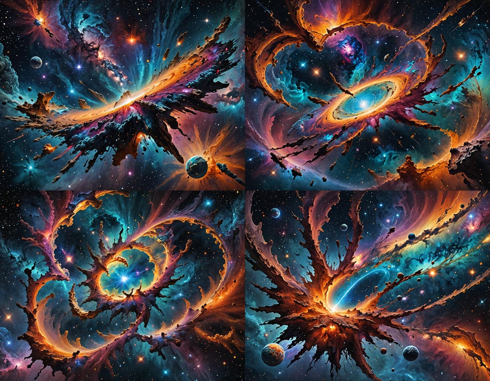 Hyperrealistic Nebula with Wormhole in Deep Space