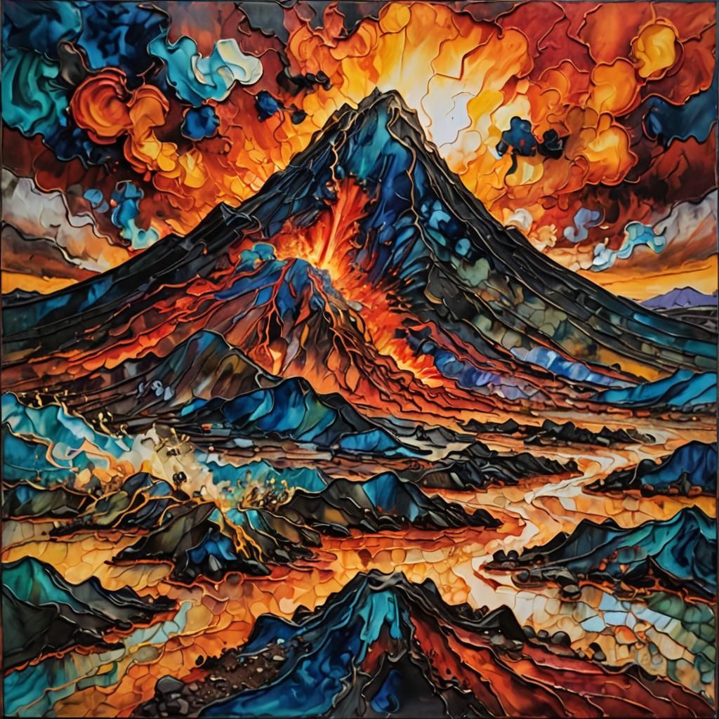 Volcano Eruption as Abstract Expressionist Painting