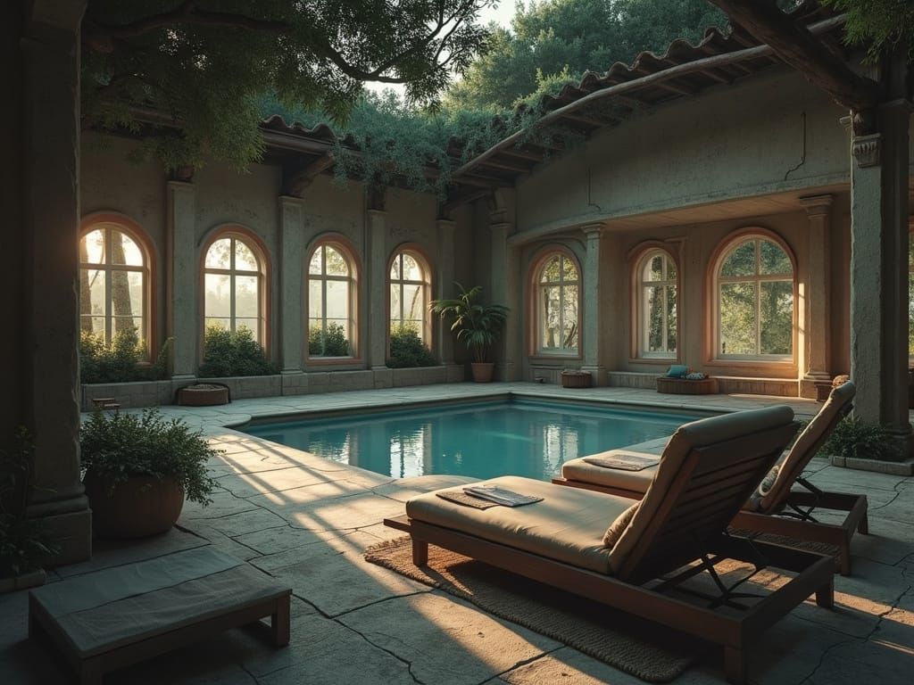 Cinematic Relaxation Area with Pool in Unreal Engine