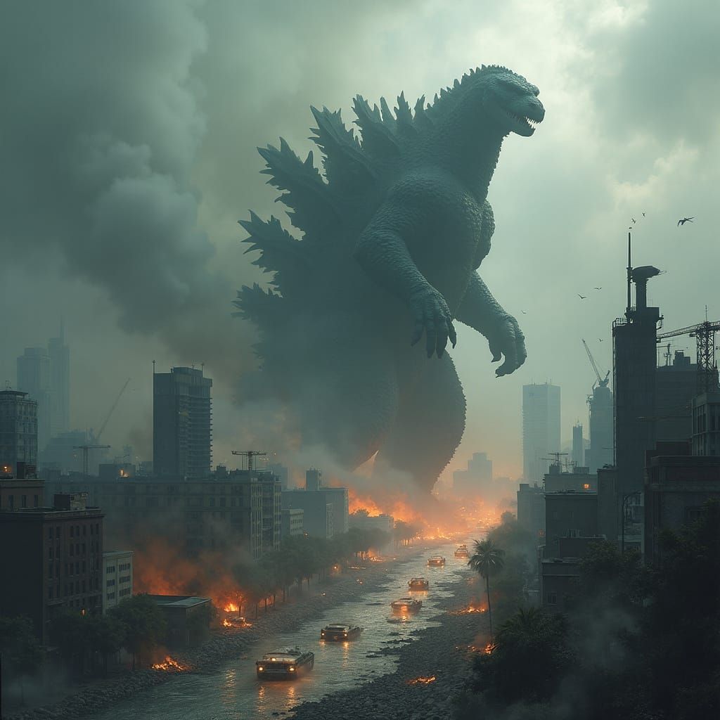 Godzilla Devastates Los Angeles in Dark, Gothic Style