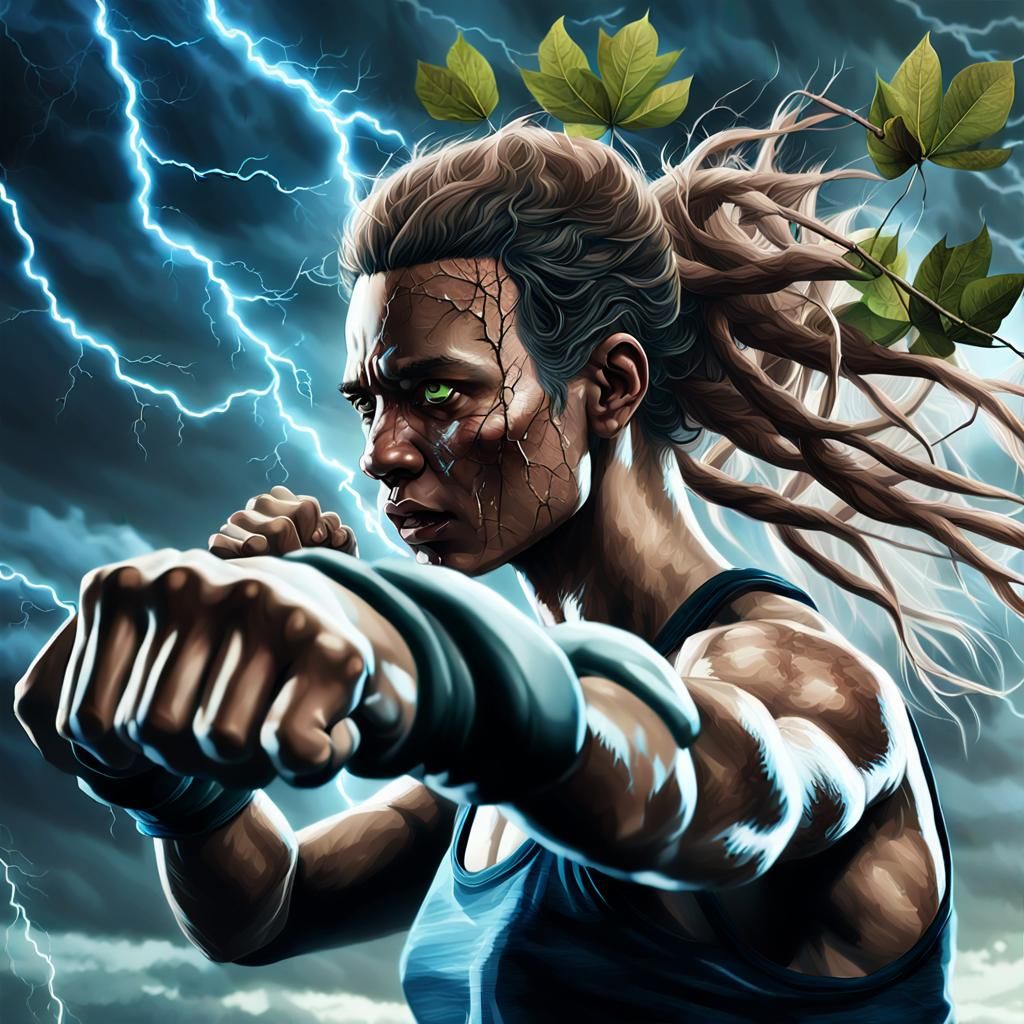 Visceral Dryad Boxer in Moody Cinematic Lighting