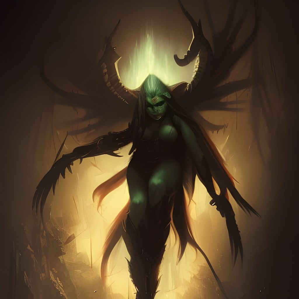 Sinister Demonic Elf in Fantasy Art Style
