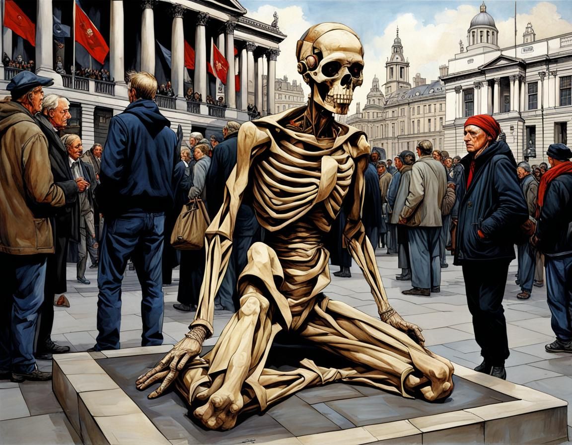 Mummy in Trafalgar Square, Detailed Fantasy Art