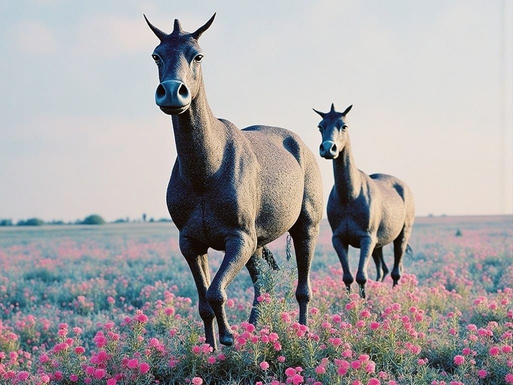 Floral Horse Oil Painting in Impasto Style