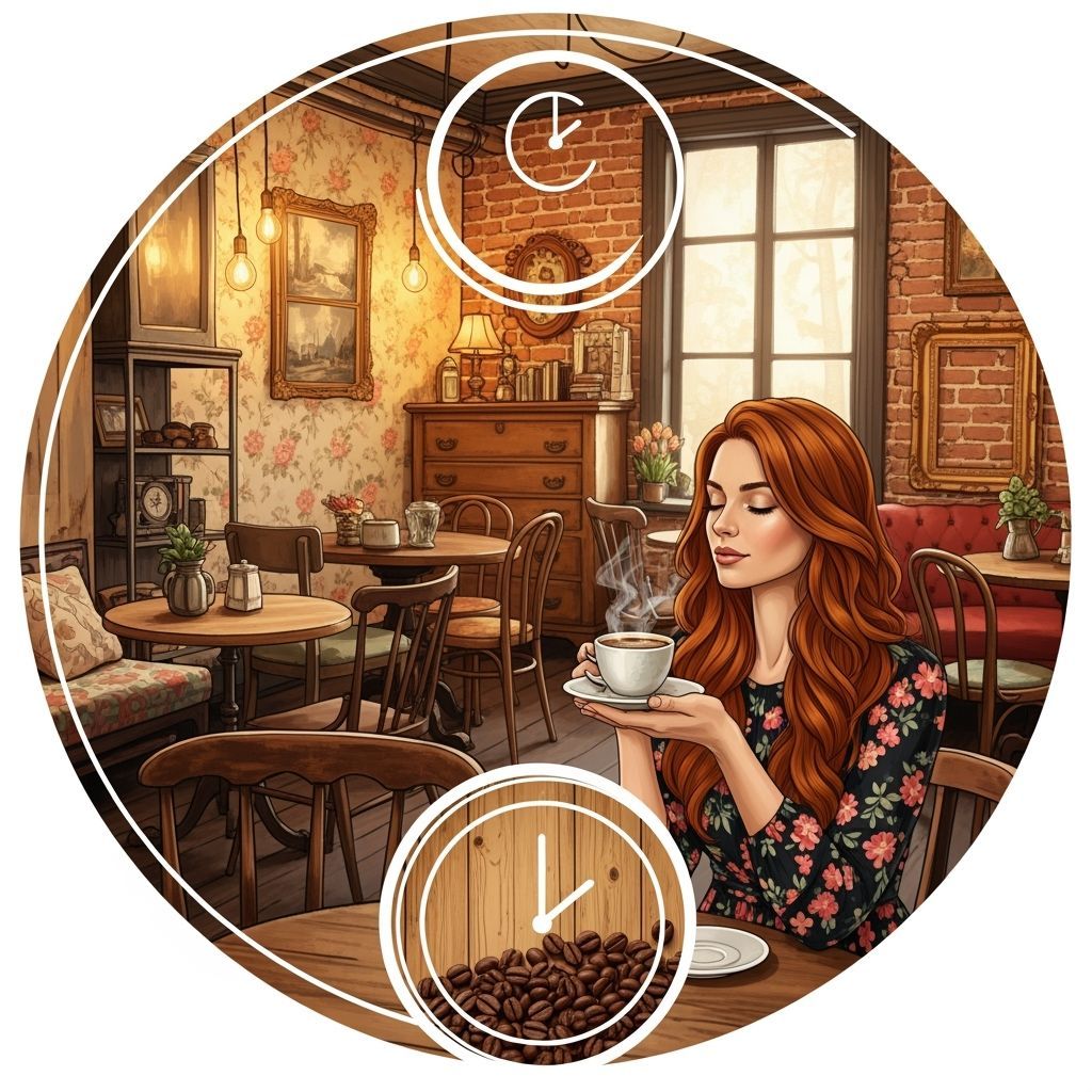 Cozy Cafe Logo with Clock and Coffee Beans