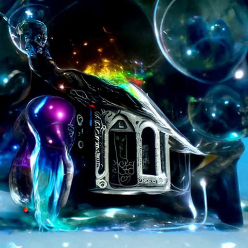 Dark Fantasy House in Holographic Astral Style